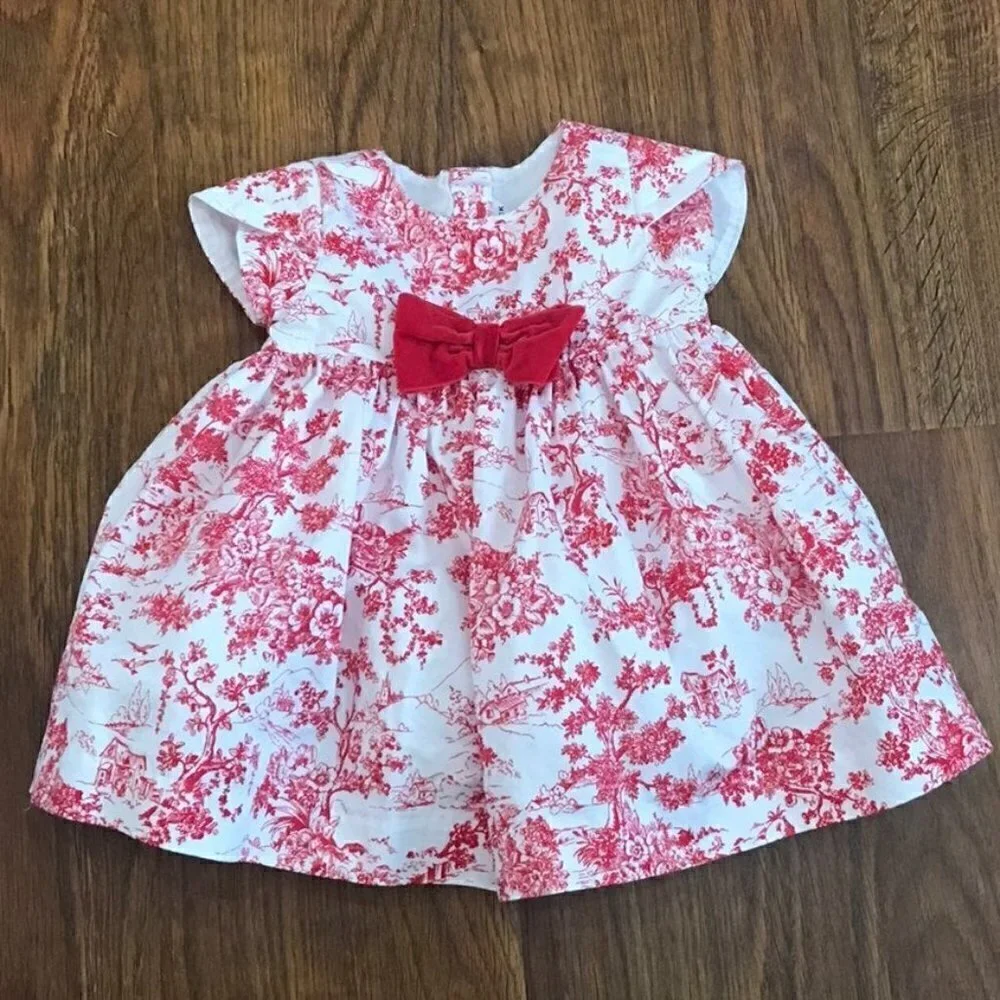 Janie and Jack toile print Dress sz 3-6 mos